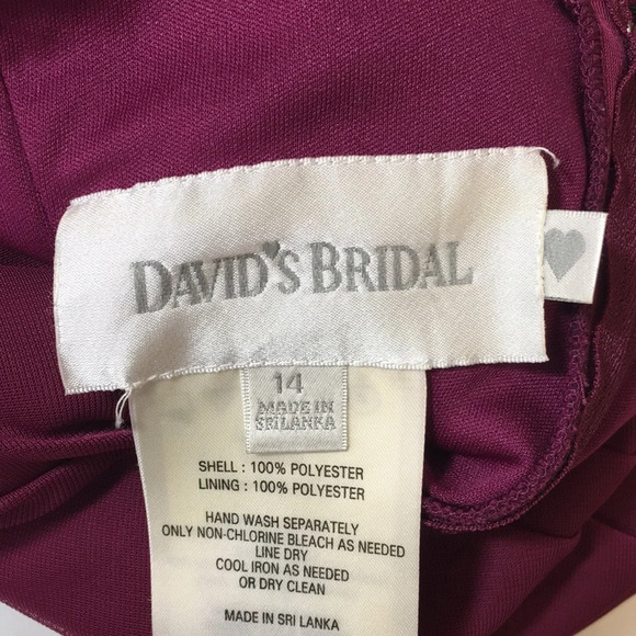 David's Bridal Purple Bridesmaid Sangria Dress Womens 14 CowlBack Pleated Maroon - Picture 9 of 13